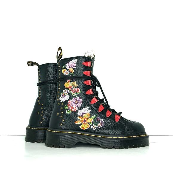 Dr Martens Nyberg 8 D Ring Skull Hardware Floral Platform Boots Women’s 6 Shoes - Picture 3 of 11